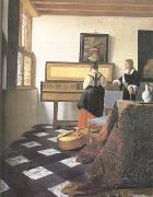 Jan Vermeer A Lady at the Virginals with a Gentleman (mk25) oil painting